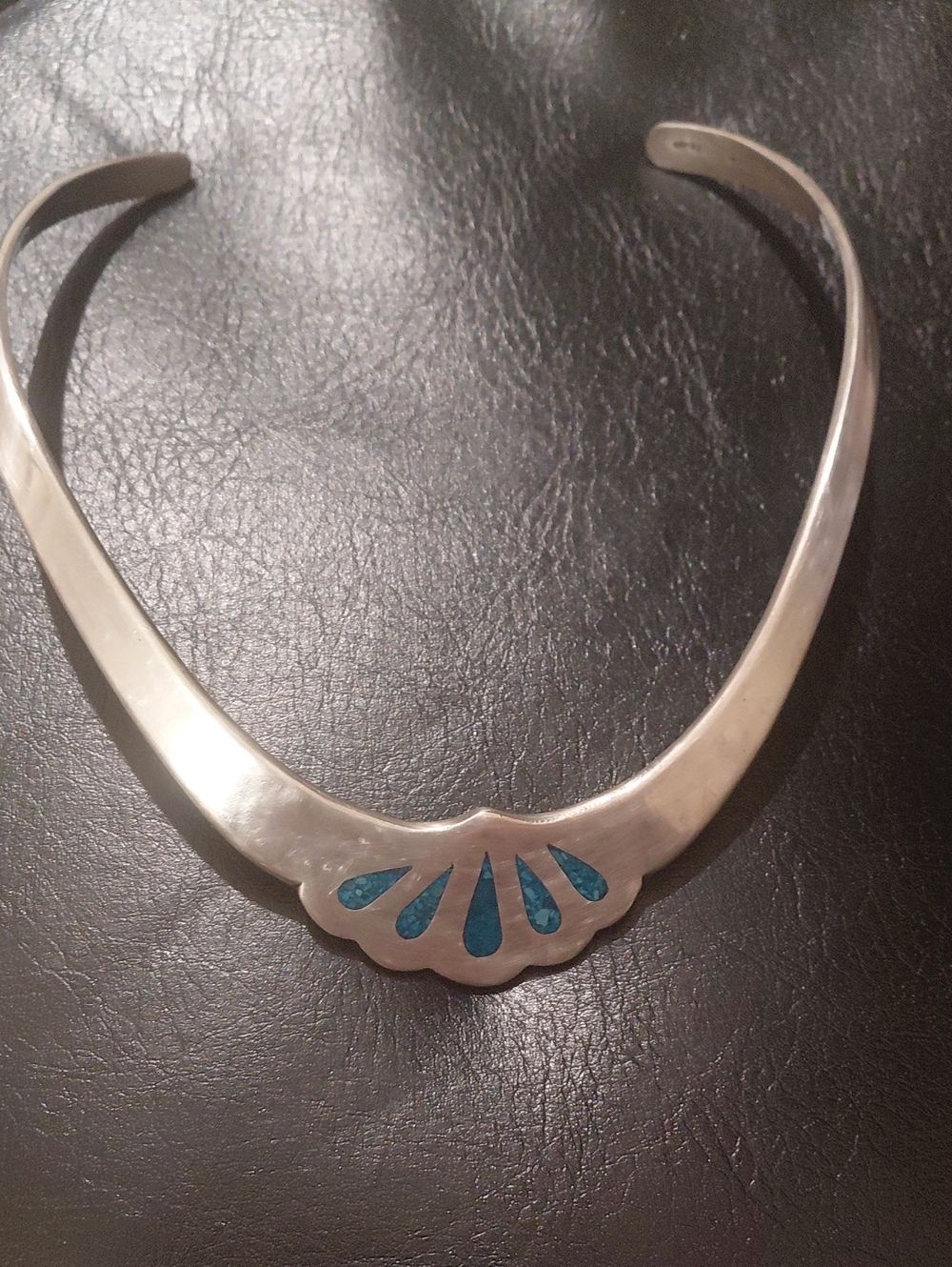 Sterling Silver Collar Necklace with Turquoise Inlay